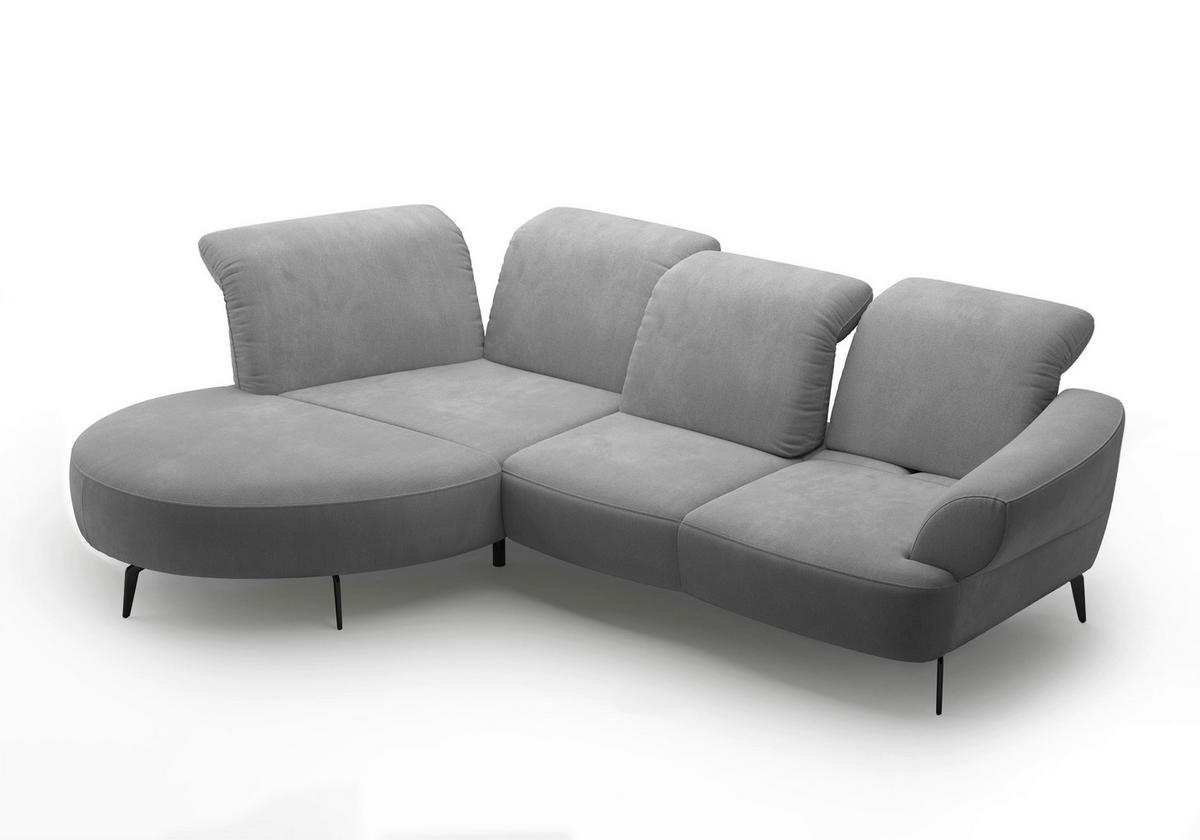 ECKSOFA in Flachgewebe Grau  - Schwarz/Grau, Modern, Textil/Metall (208/313cm) - Sit & More