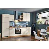 KÜCHENBLOCK 280 cm   in Eichefarben, Magnolie  - Edelstahlfarben/Eichefarben, KONVENTIONELL, Holzwerkstoff/Metall (280cm) - Welnova