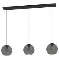 HÄNGELEUCHTE 125,5/24,5/150 cm  - Schwarz/Grau, KONVENTIONELL, Glas/Metall (125,5/24,5/150cm)