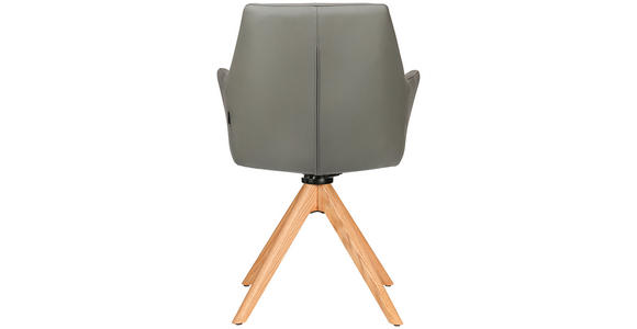 ARMLEHNSTUHL  Lederauswahl, Sitzfläche 360° drehbar, inklusive Armlehnen, Gestellauswahl  Echtleder  - Eichefarben/Anthrazit, KONVENTIONELL, Leder/Holz (59,5/87,5/63cm) - Novel