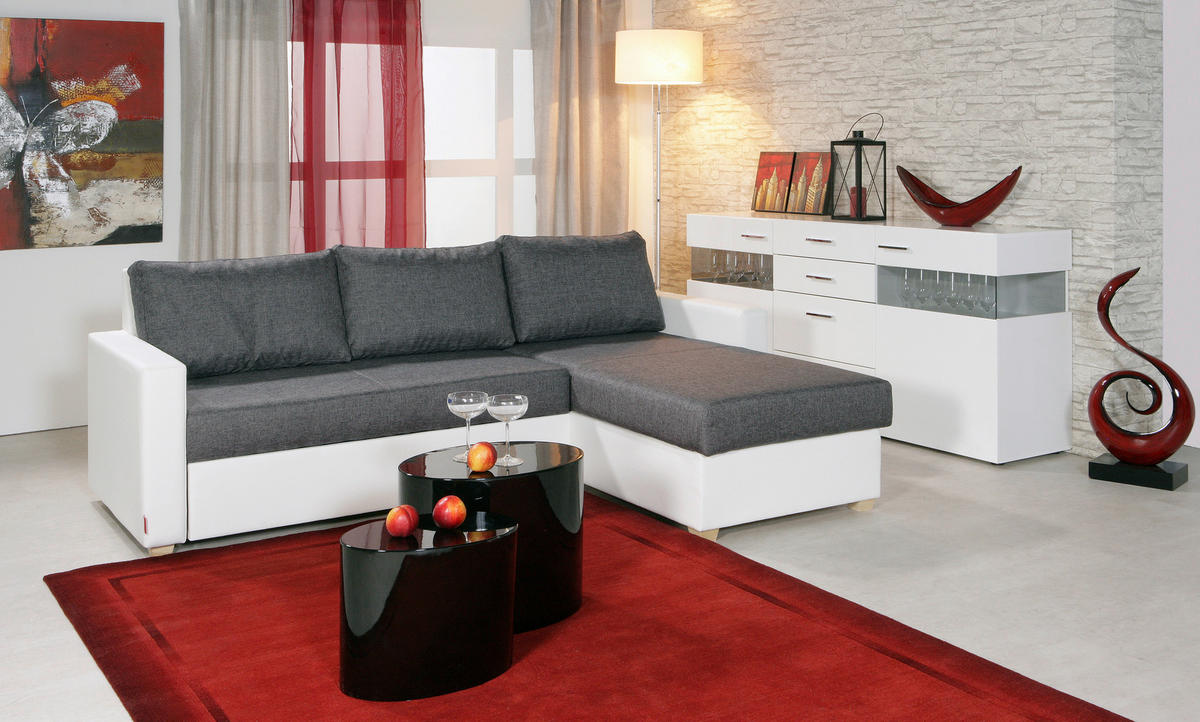 SJEDEĆA GARNITURA drvo, tekstil, drvni materijal  siva, bijela   - bijela/siva, Design, drvni materijal/drvo (230/155cm) - Xora