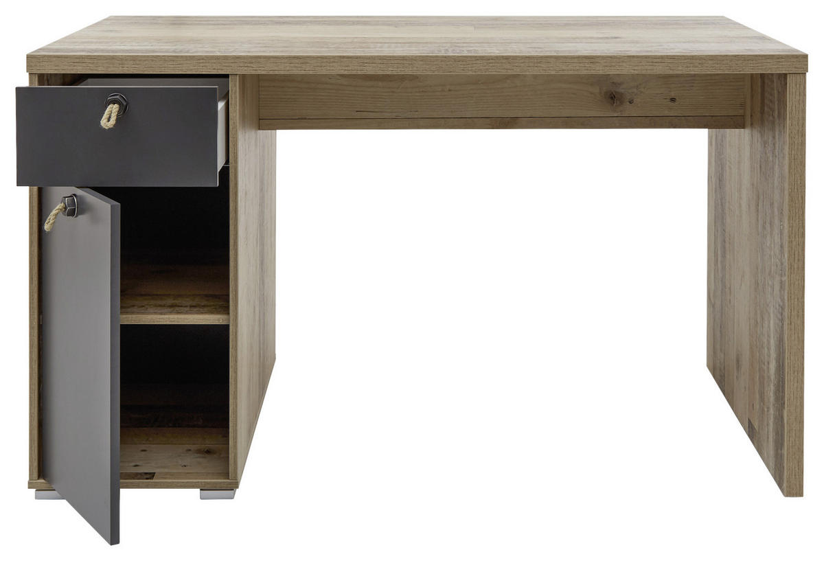 SCHREIBTISCH 130/70/75 cm  in Anthrazit, Fichtefarben  - Fichtefarben/Anthrazit, Basics, Holzwerkstoff/Kunststoff (130/70/75cm) - MID.YOU