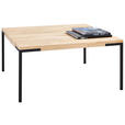 COUCHTISCH Eiche massiv 80/80/40 cm quadratisch Schwarz, Eichefarben  - Eichefarben/Schwarz, Design, Holz/Metall (80/80/40cm) - Novel