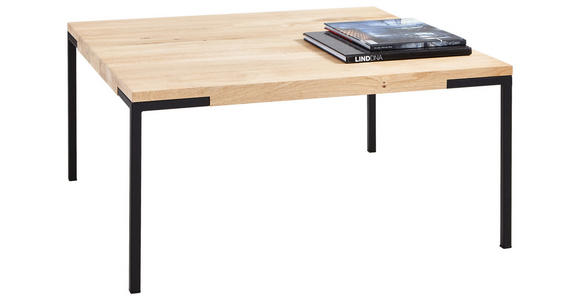 COUCHTISCH Eiche massiv 80/80/40 cm quadratisch Schwarz, Eichefarben  - Eichefarben/Schwarz, Design, Holz/Metall (80/80/40cm) - Novel