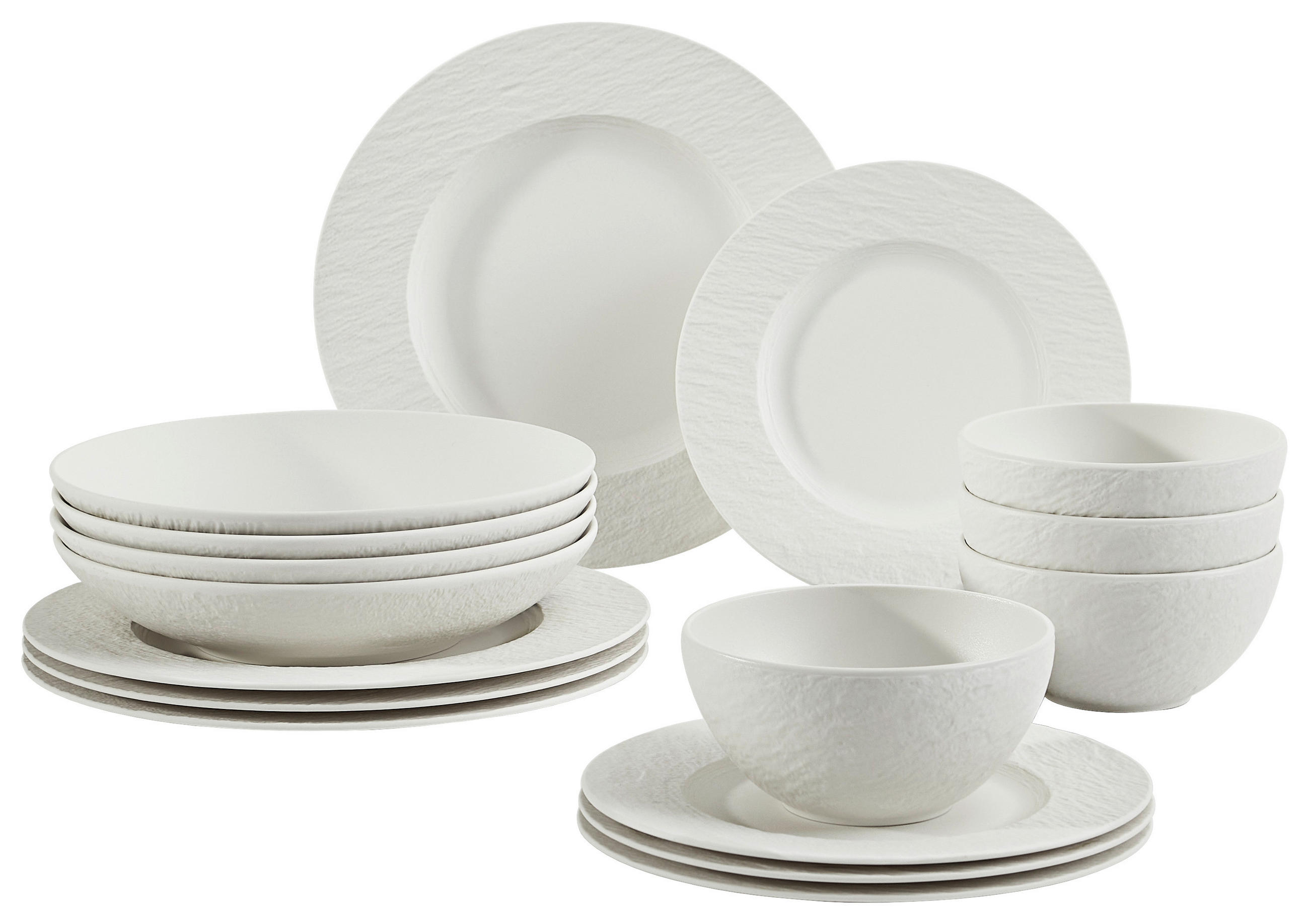 KOMBISERVICE 16-teilig 4 Personen Weiß Manufacture Rock blanc  - Weiß, KONVENTIONELL, Keramik - Villeroy & Boch