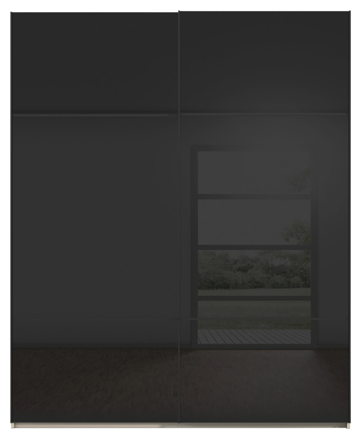 SCHWEBETÜRENSCHRANK in Schwarz, Champagner  - Champagner/Schwarz, Konventionell, Glas/Holzwerkstoff (201/223/67cm) - Novel