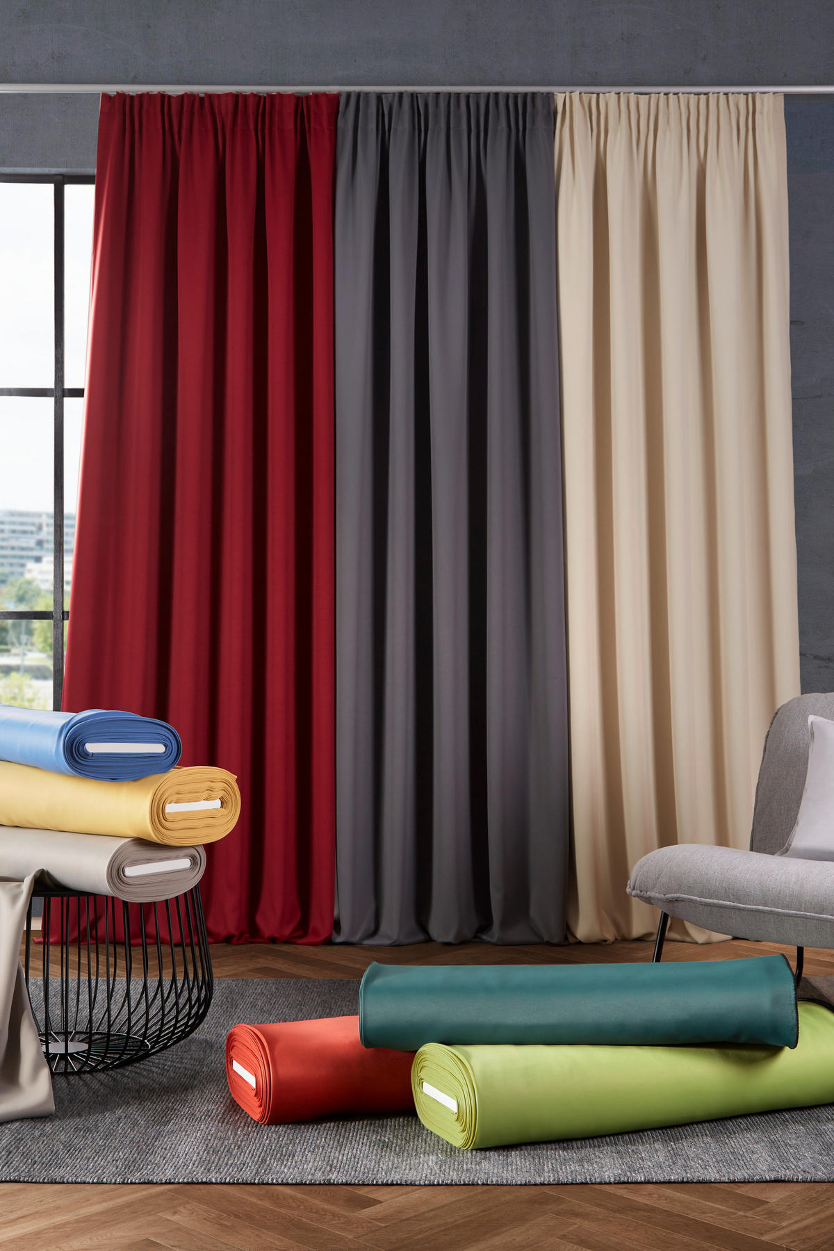 DEKORAČNÁ LÁTKA, zatemnenie, 150 cm - sivá, Basics, textil (150cm) - Esposa