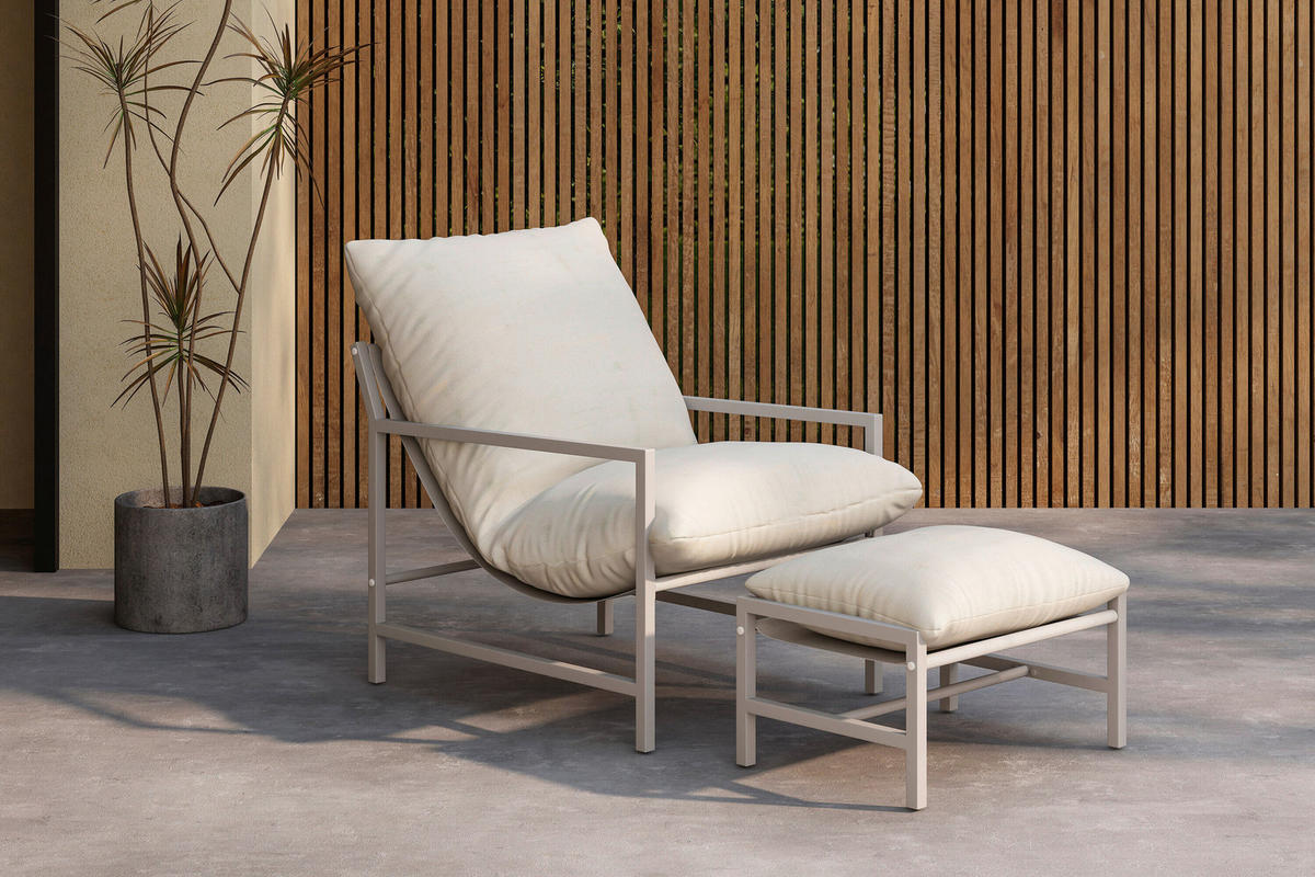 LOUNGEFÅTÖLJ  - beige, Modern, metall/textil (67/68/86cm) - Gardenson