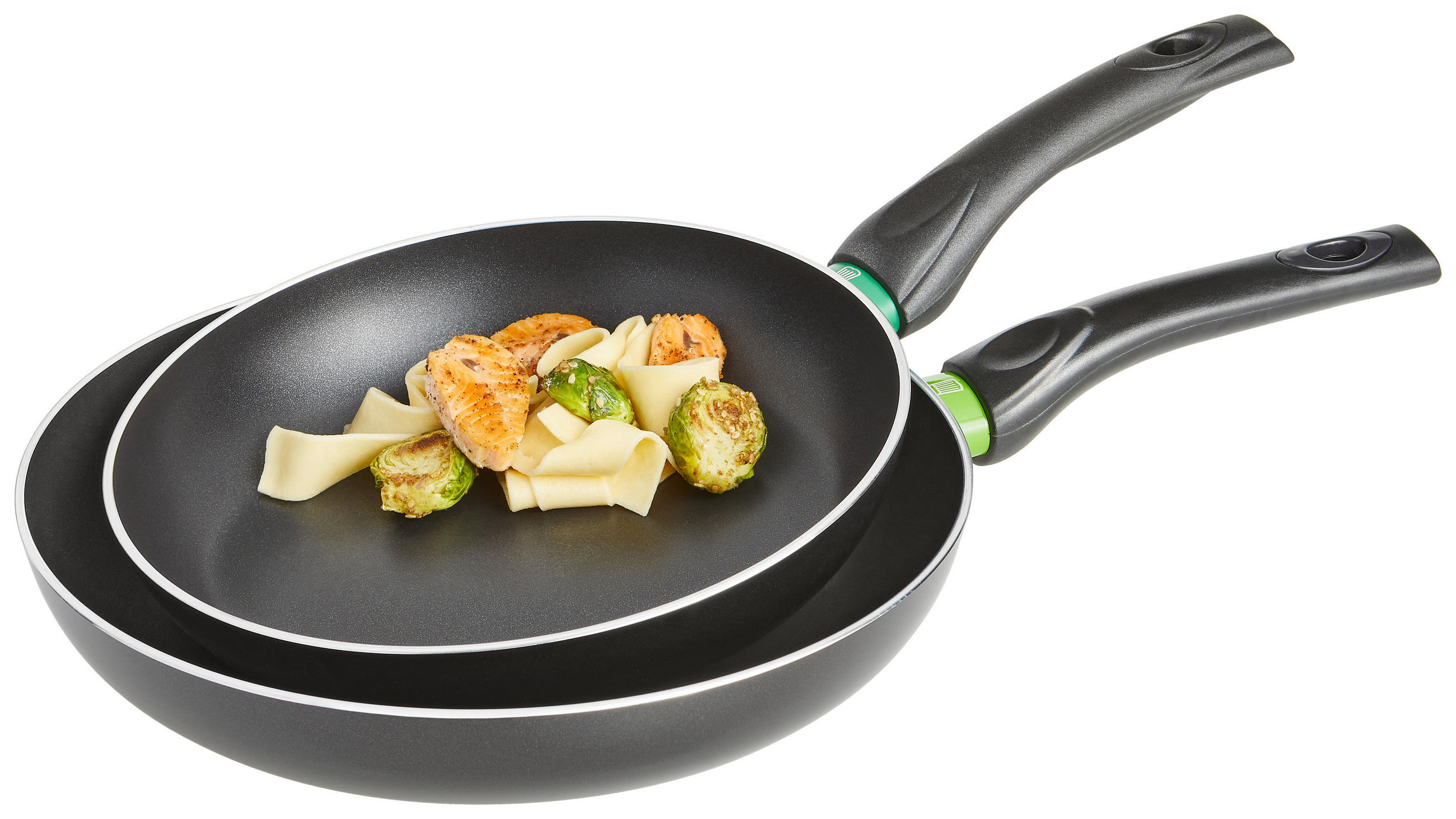 PFANNENSET Bielefeld 2-teilig  - Schwarz/Grün, Basics, Metall (24+26cm) - Chefkoch+Fackelmann