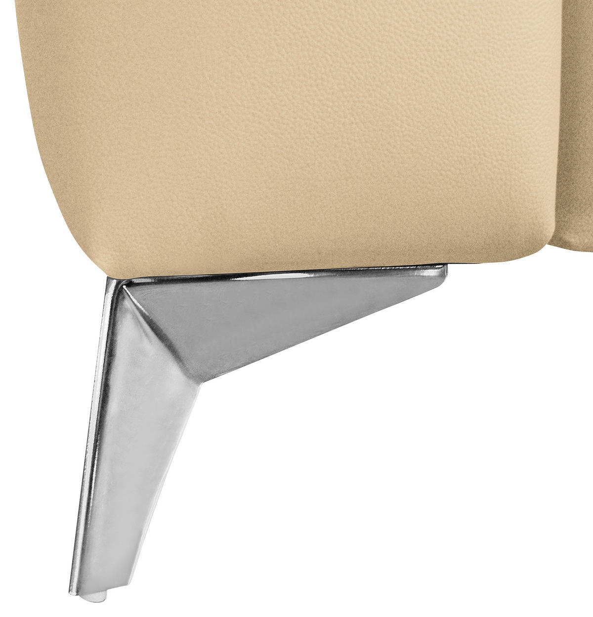 ECKSOFA in Lederlook Echtleder Beige  286/208 cm  - Chromfarben/Beige, Design, Leder/Textil (286/208cm) - Livetastic
