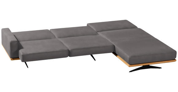 ECKSOFA in Flachgewebe Grau  - Schwarz/Grau, Natur, Holz/Textil (326/170cm) - Valnatura