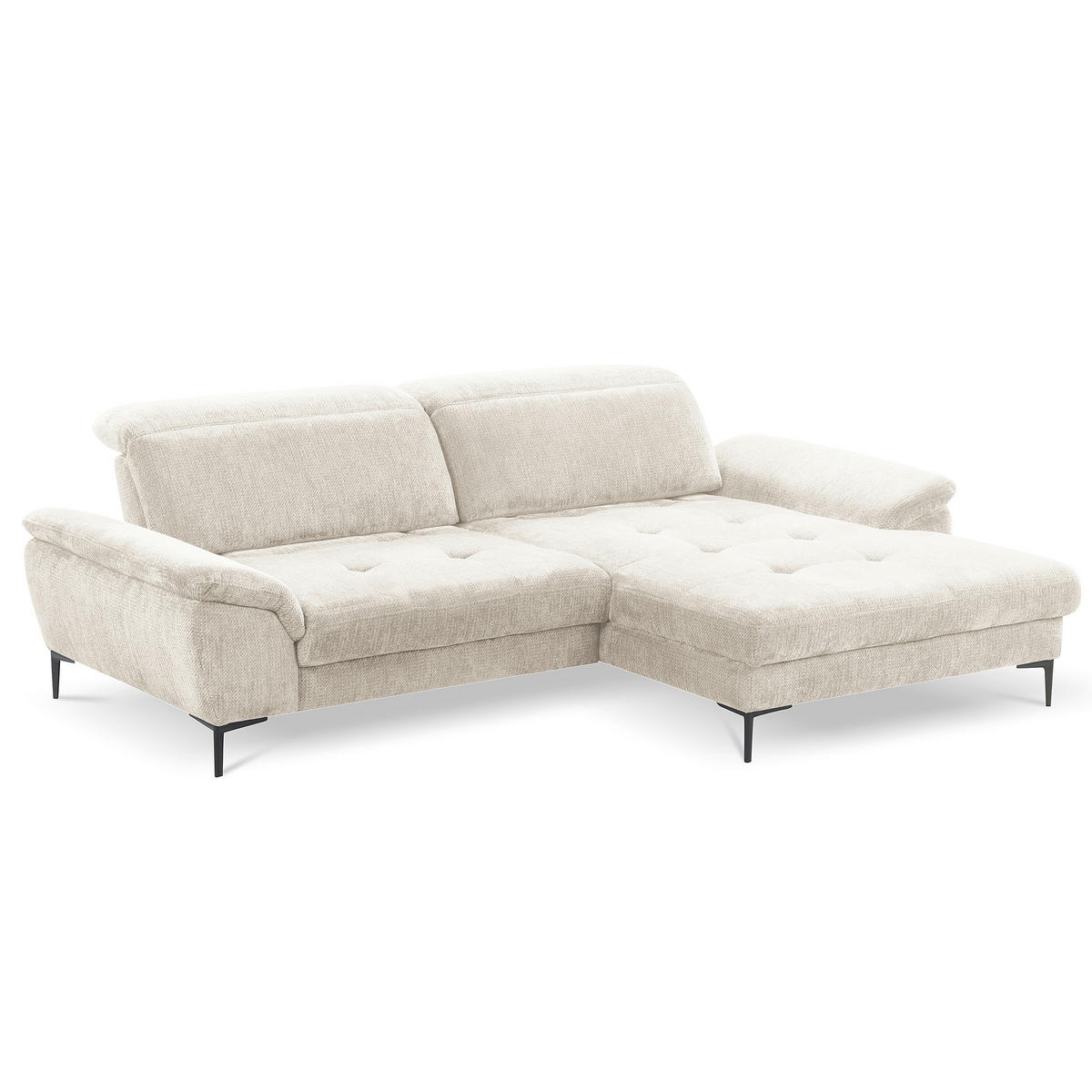 ECKSOFA   - Weiss/Schwarz, Design, Textil/Metall (268/195cm) - Livetastic