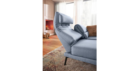 2-SITZER-SOFA Flachgewebe Blaugrau  - Blaugrau/Schwarz, Design, Textil/Metall (178-226/83-113/96-177cm) - Dieter Knoll