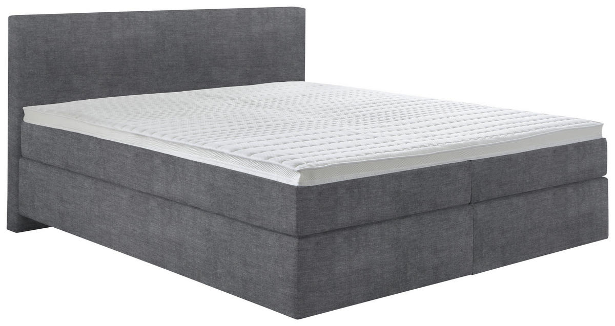 BOXSPRINGBETT 200/200 cm  in Anthrazit  - Anthrazit/Schwarz, Konventionell, Kunststoff/Textil (200/200cm) - Hom`in