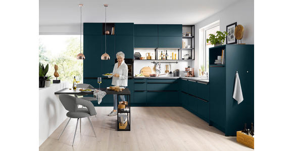 EINBAUKÜCHE   - Dunkelblau, Design, Holzwerkstoff - Novel