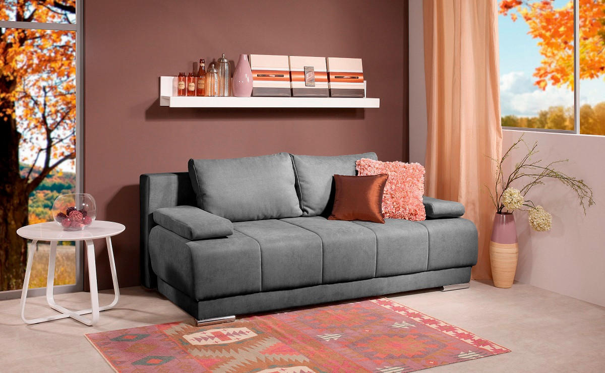 TROSJED tekstil, drvo  antracit    - antracit, Design, tekstil/drvo (205/75/85cm)