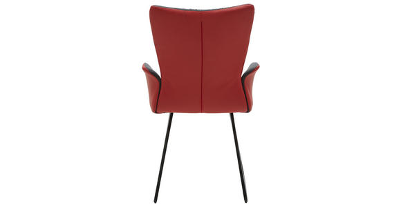 ARMLEHNSTUHL Mikrofaser Echtleder Anthrazit, Rot, Schwarz - Anthrazit/Rot, Design, Leder/Textil (54/96/63,5cm) - Dieter Knoll