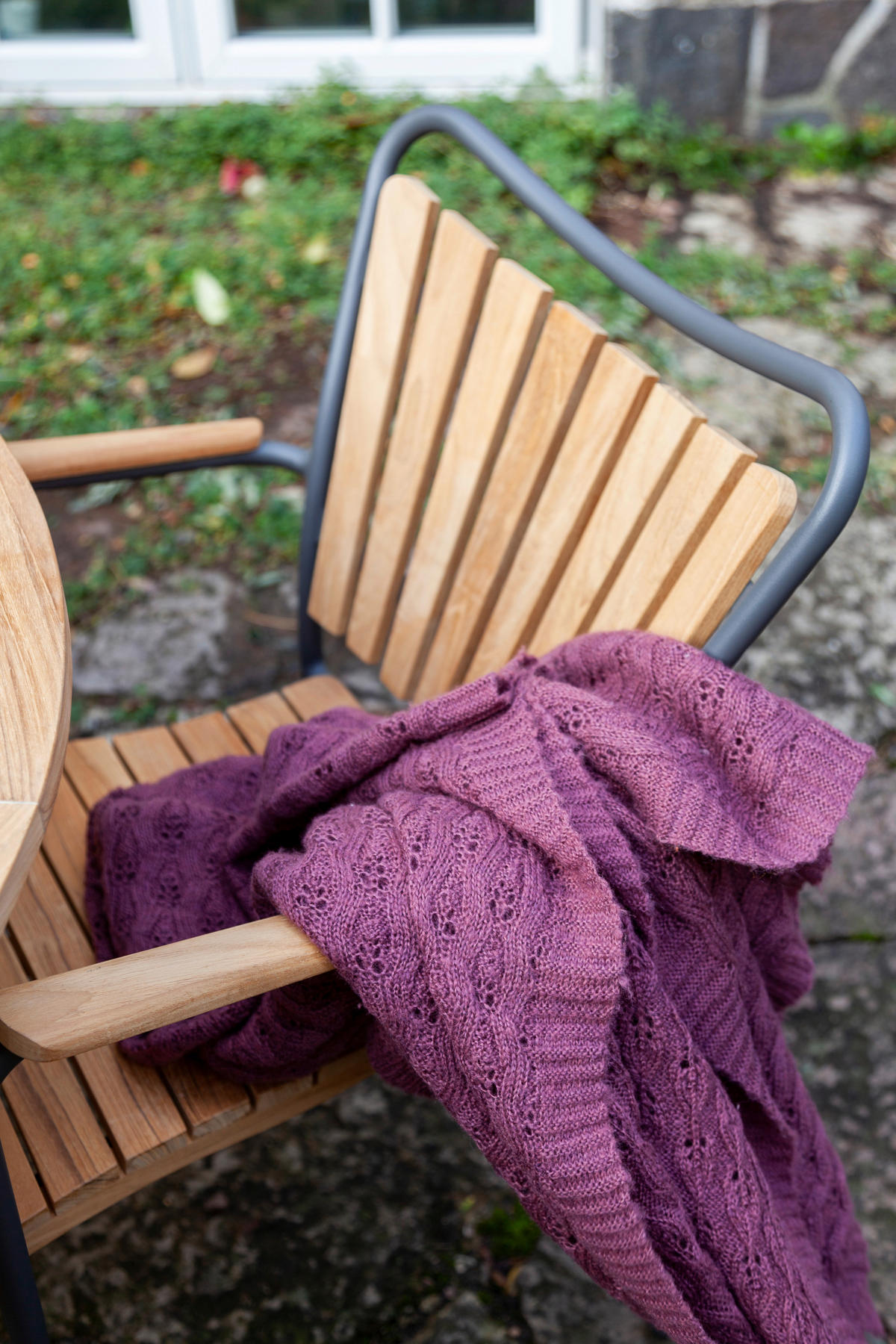 GARTENSTUHL Teakholz Anthrazit, Teakfarben  - Anthrazit/Teakfarben, KONVENTIONELL, Holz/Metall (58,5/78/56,5cm) - Gardenson