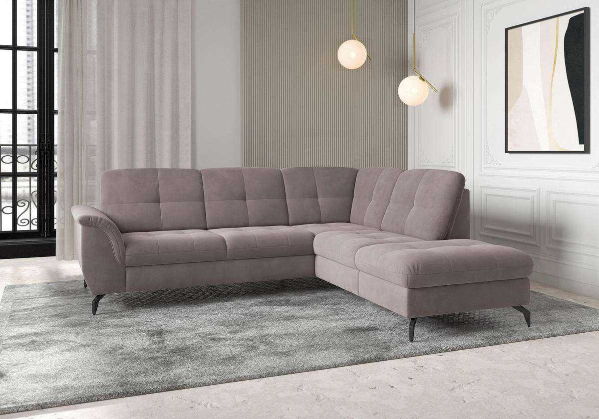 ECKSOFA ZORA E Taupe Flachgewebe  - Taupe/Schwarz, MODERN, Textil/Metall (244/212cm) - Sit & More