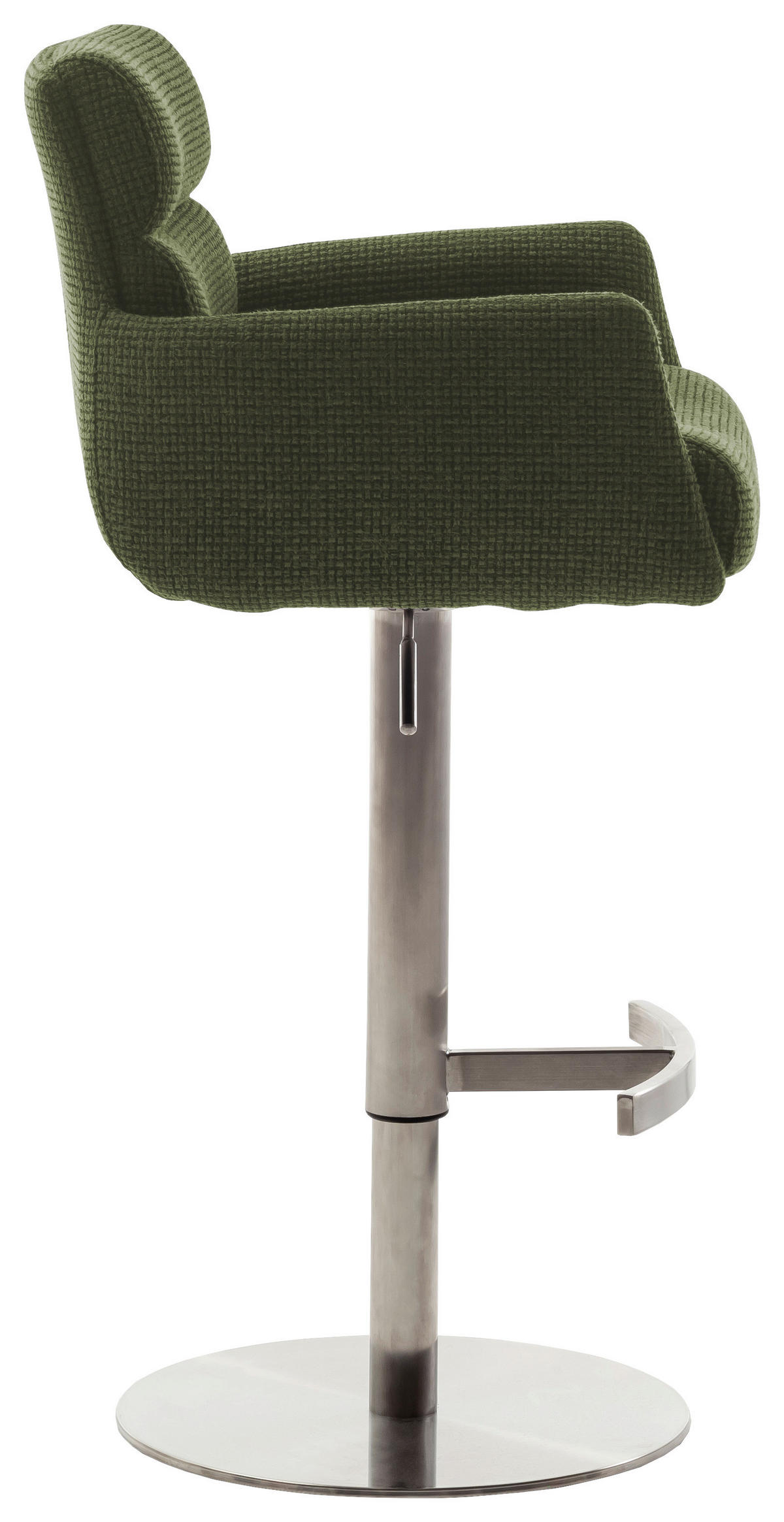 BARHOCKER in Metall, Textil Edelstahlfarben, Olivgrün  - Edelstahlfarben/Olivgrün, Design, Textil/Metall (54/84/52cm) - Dieter Knoll