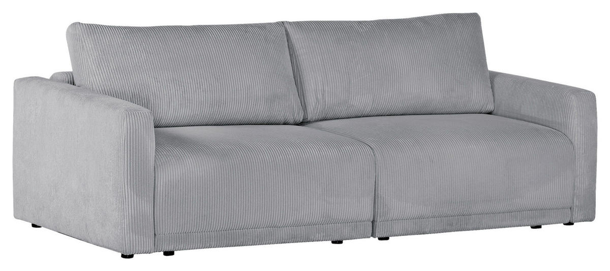 2,5-SITZER in Cord Hellgrau  - Hellgrau/Schwarz, Design, Kunststoff/Textil (240/70/125cm) - Xora