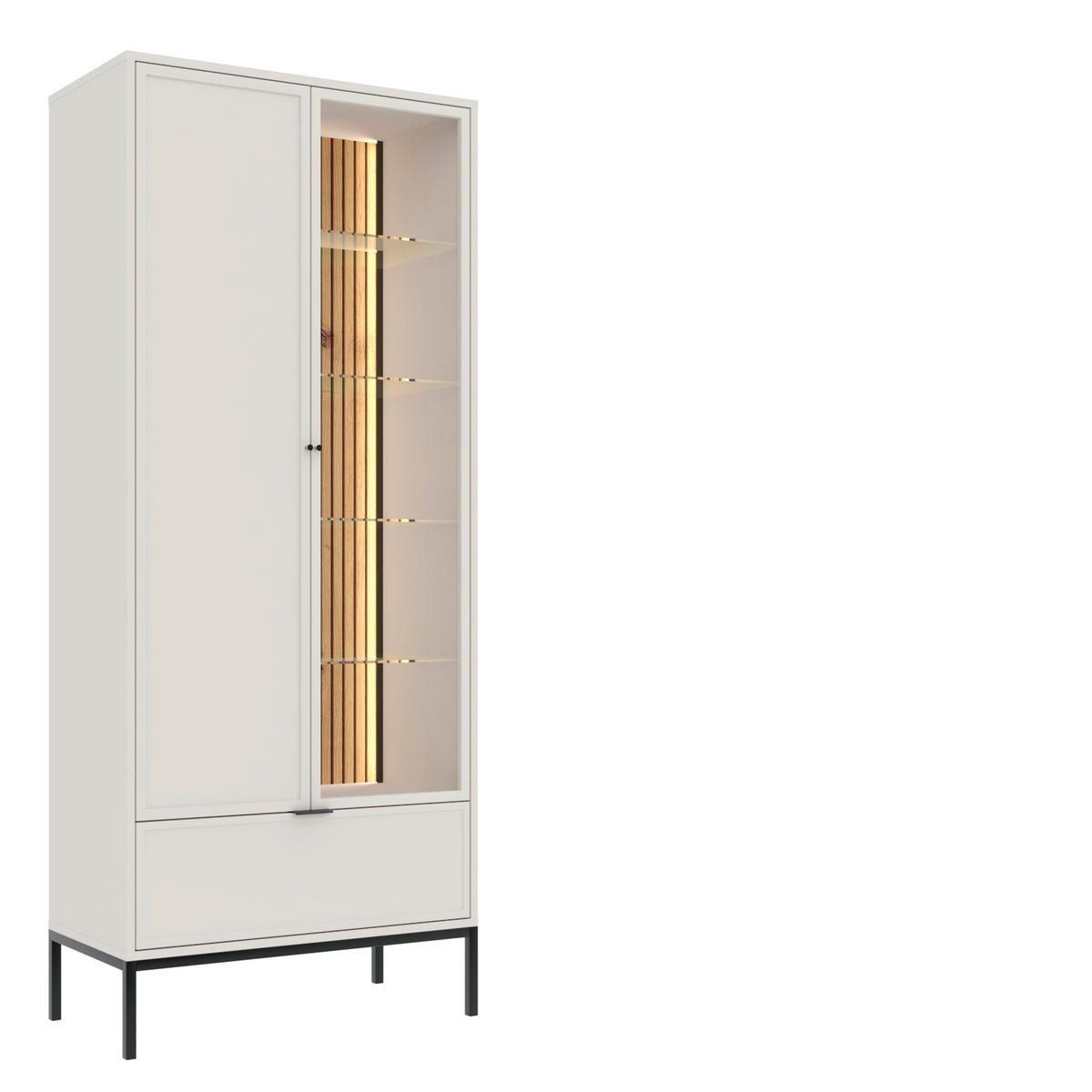 VITRINE  in Kaschmir  - Kaschmir/Schwarz, Design, Glas/Holzwerkstoff (76/183,7/40cm) - MID.YOU