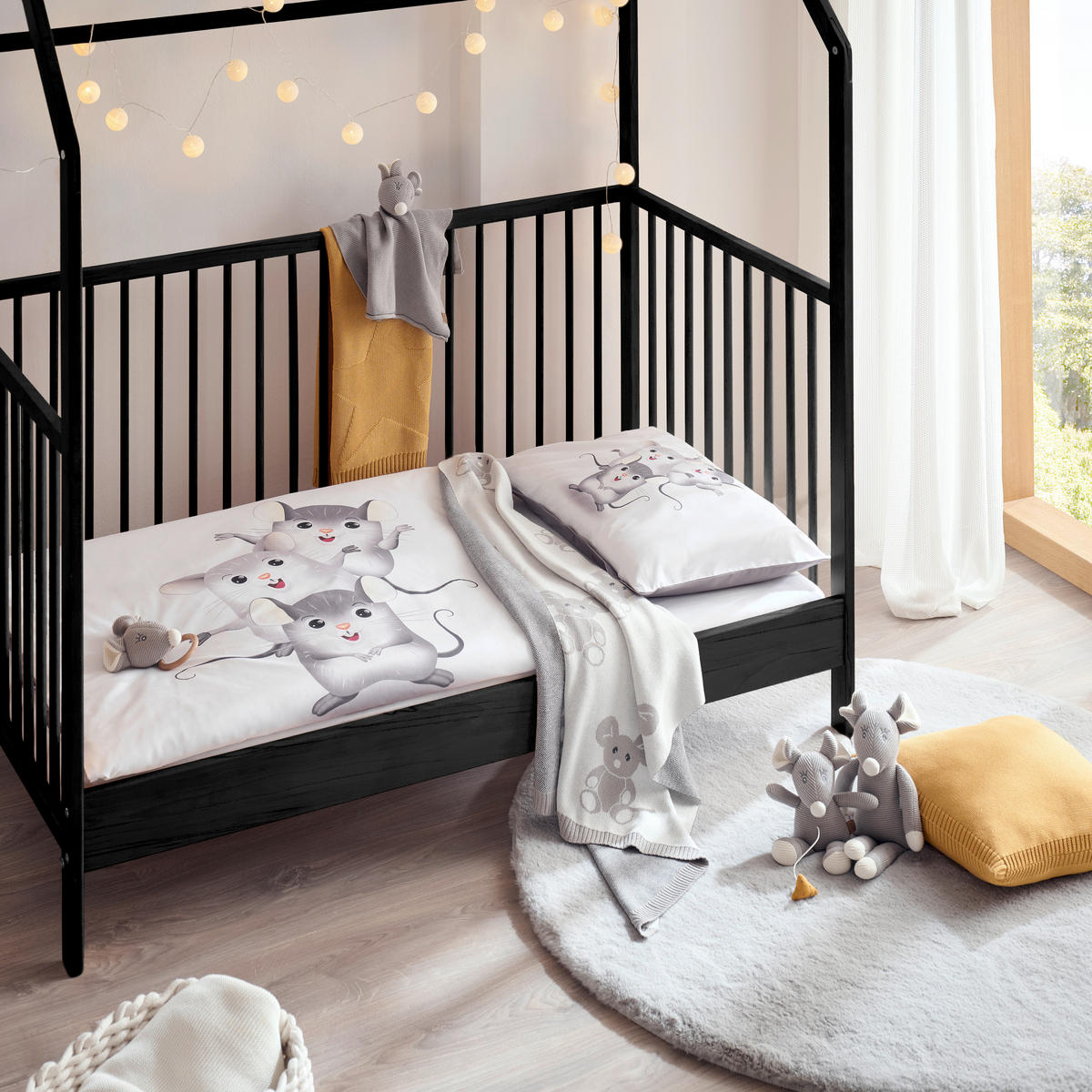 BABYBETTWÄSCHE Perkal 100/135 cm  - Grauweiß, Trend, Textil (100/135cm) - Avelia