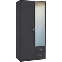 DREHTÜRENSCHRANK in Grau  - Silberfarben/Grau, Design, Glas/Holzwerkstoff (91/197/54cm) - Boxxx