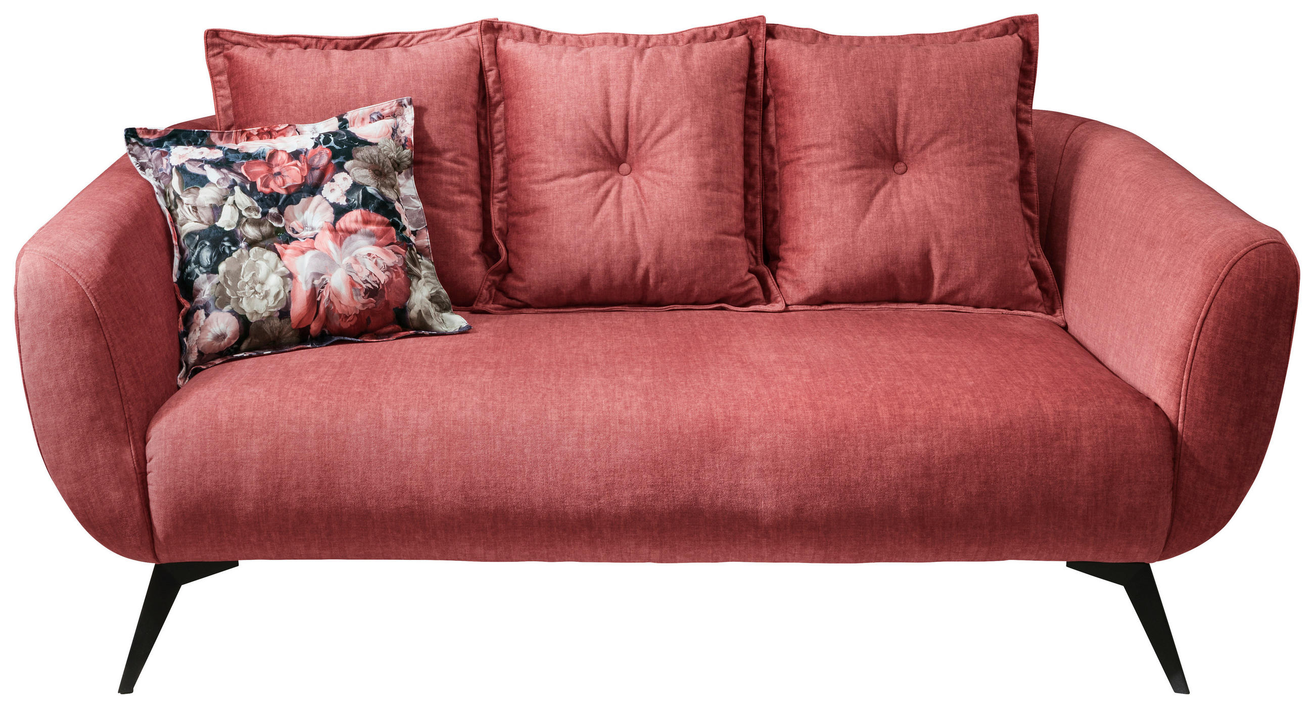 2,5-SITZER in Velours Koralle, Multicolor  - Koralle/Multicolor, Modern, Holz/Textil (196/94/103cm) - Livetastic