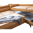 ECKSOFA in Echtleder Senfgelb  270/220 cm  - Senfgelb/Schwarz, Design, Leder/Metall (270/220cm) - Novel