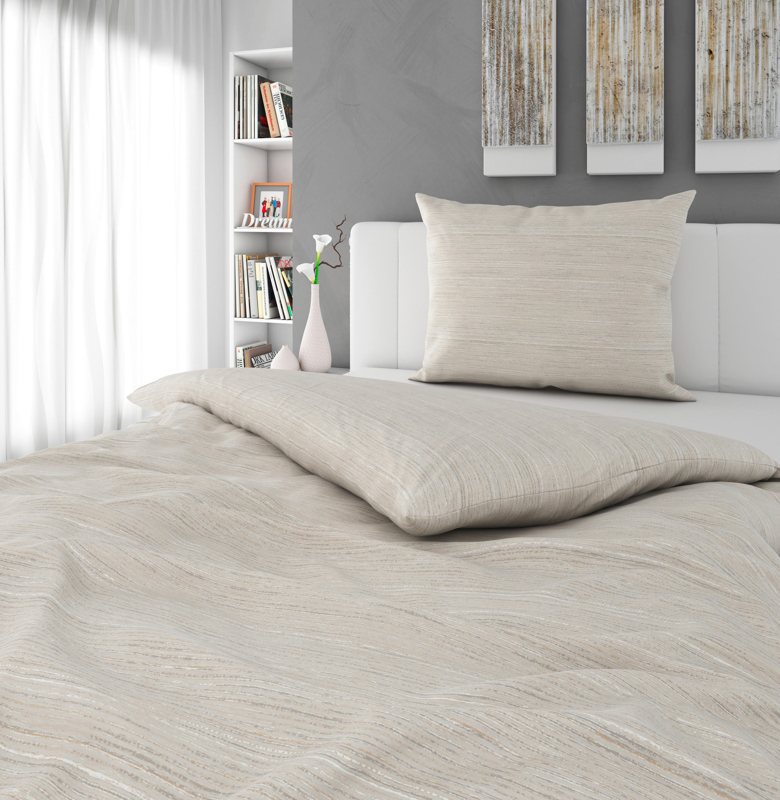 POSTELJINA CARO 140/200 cm saten bež  - bež, Konvencionalno, tekstil (140/200cm) - Novel