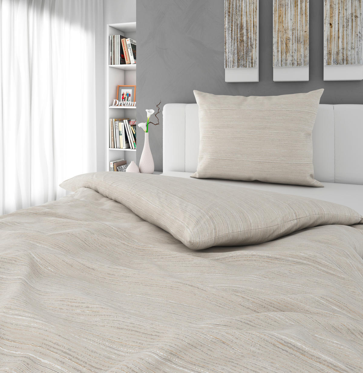 POSTELJINA CARO 140/200 cm saten bež  - bež, Konvencionalno, tekstil (140/200cm) - Novel
