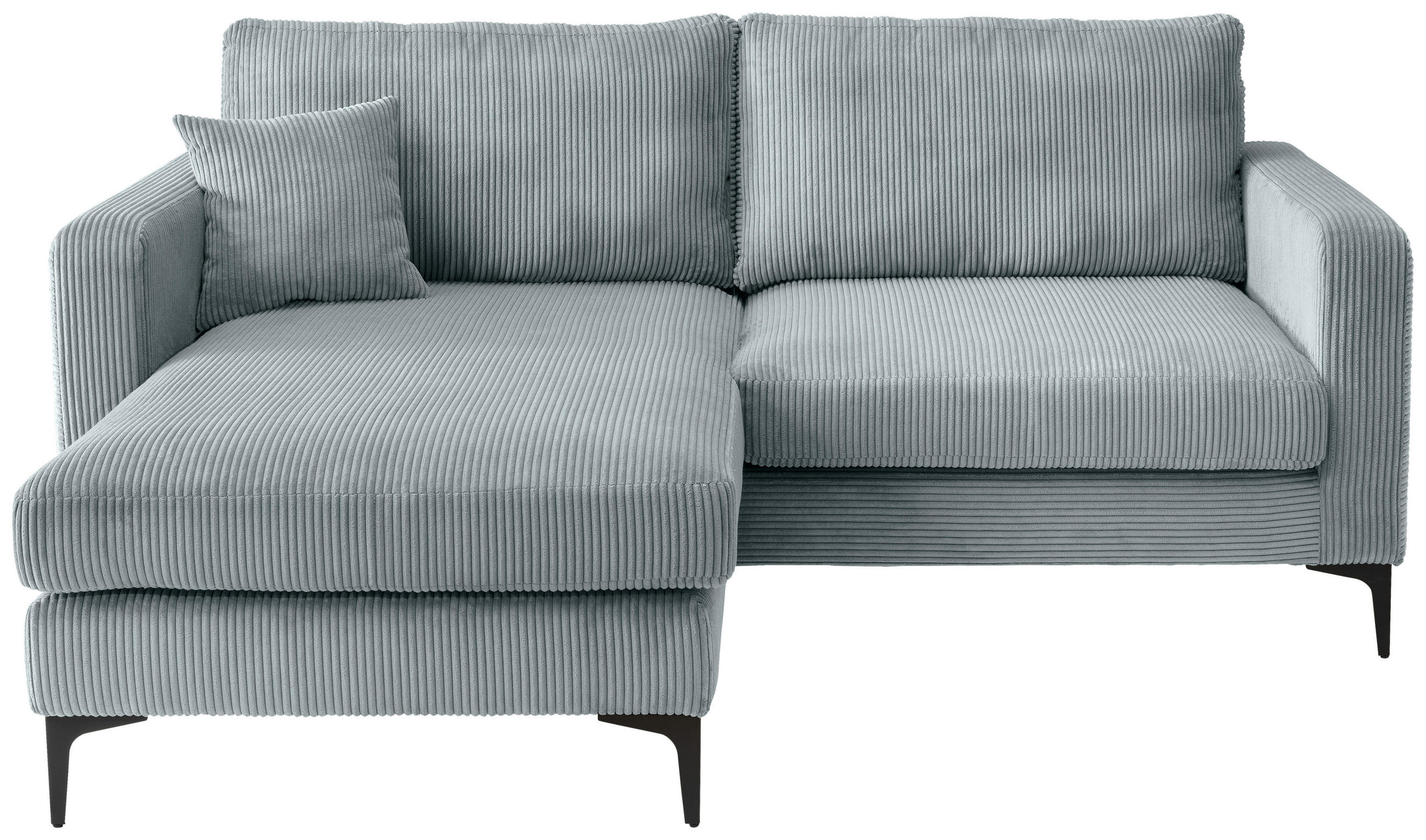 ECKSOFA in Cord Hellblau  - Schwarz/Hellblau, Basics, Textil/Metall (204/153cm) - Livetastic