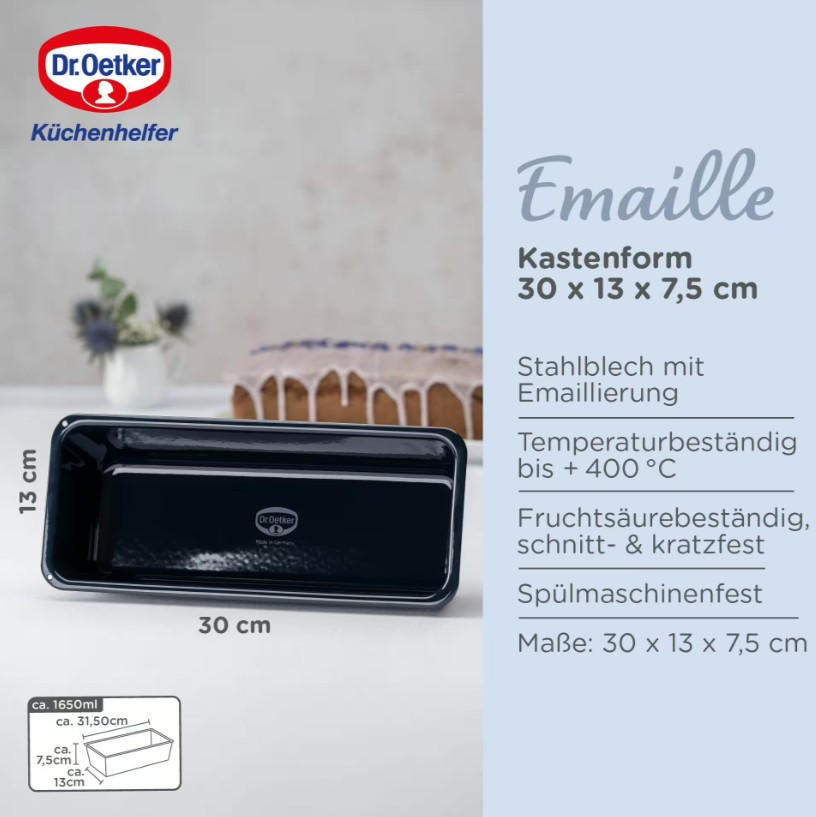 KASTENFORM  - Schwarz, Basics, Metall (30cm) - Dr.Oetker