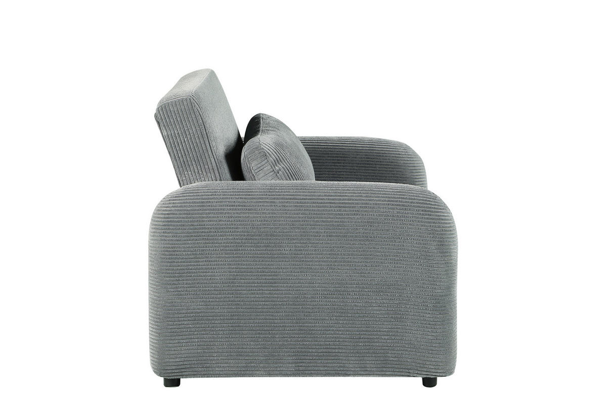 SCHLAFSESSEL PIANA Cord Dunkelgrau Liegefunktion  - Dunkelgrau/Schwarz, Design, Kunststoff/Textil (108/86/90cm) - MID.YOU