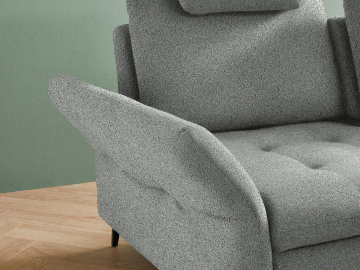 ECKSOFA in Struktur Hellgrau  - Hellgrau/Schwarz, Natur, Textil/Metall (288/233cm) - Valnatura