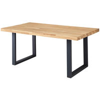JÍDELNÍ STŮL, dub, barvy dubu, 180/100/76 cm - černá/barvy dubu, Moderní, kov/dřevo (180/100/76cm) - Livetastic