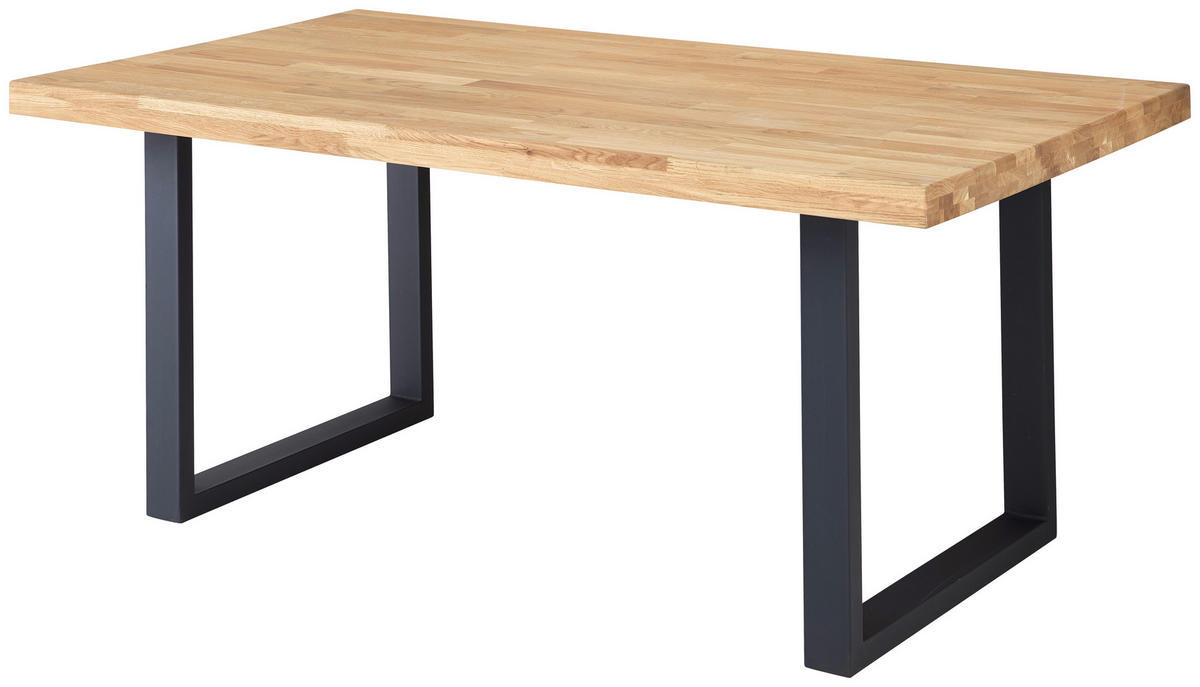 JÍDELNÍ STŮL, dub, barvy dubu, 180/100/76 cm - černá/barvy dubu, Moderní, kov/dřevo (180/100/76cm) - Livetastic