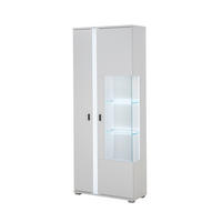 VITRINE in Weiß  - Silberfarben/Schwarz, Design, Glas/Holzwerkstoff (80/200/35cm) - MID.YOU
