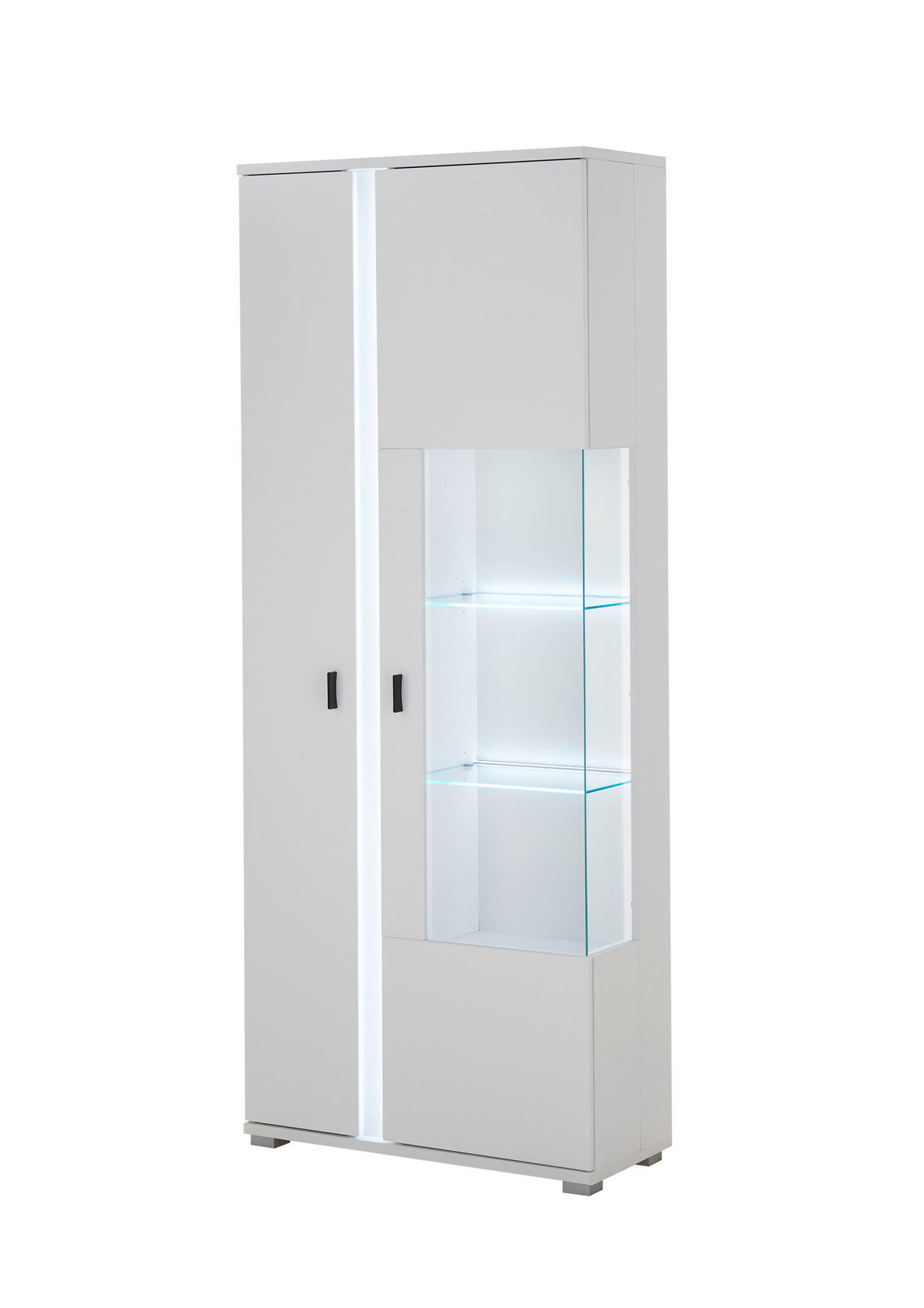 VITRINE in Weiß  - Silberfarben/Schwarz, Design, Glas/Holzwerkstoff (80/200/35cm) - MID.YOU
