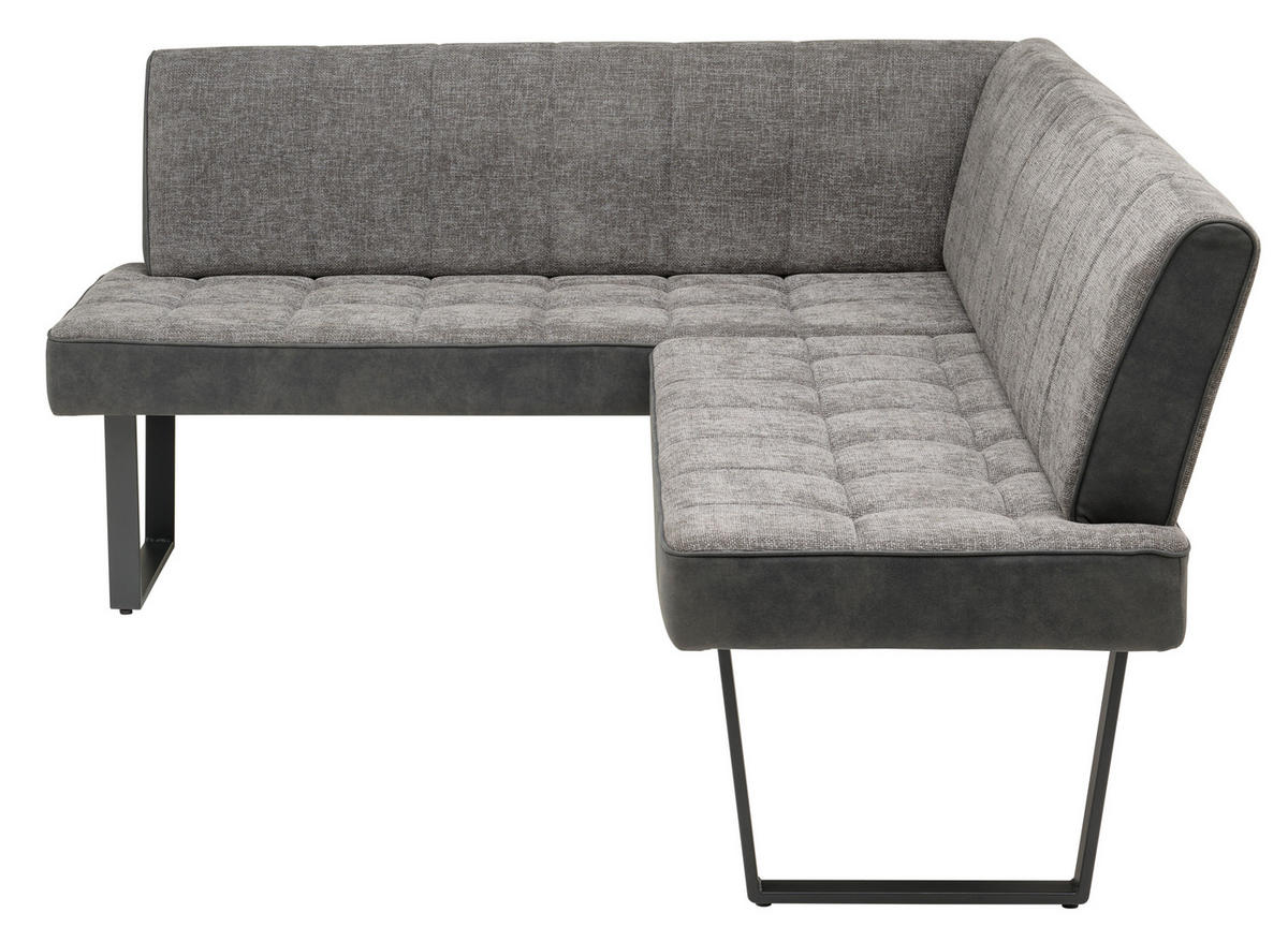 ECKBANK 200/160 cm  in Grau, Schwarz  - Schwarz/Grau, KONVENTIONELL, Textil/Metall (200/160cm) - MID.YOU