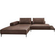ECKSOFA  in Echtleder Dunkelbraun  201/304 cm  - Dunkelbraun/Schwarz, Design, Leder/Metall (201/304cm) - Belluti