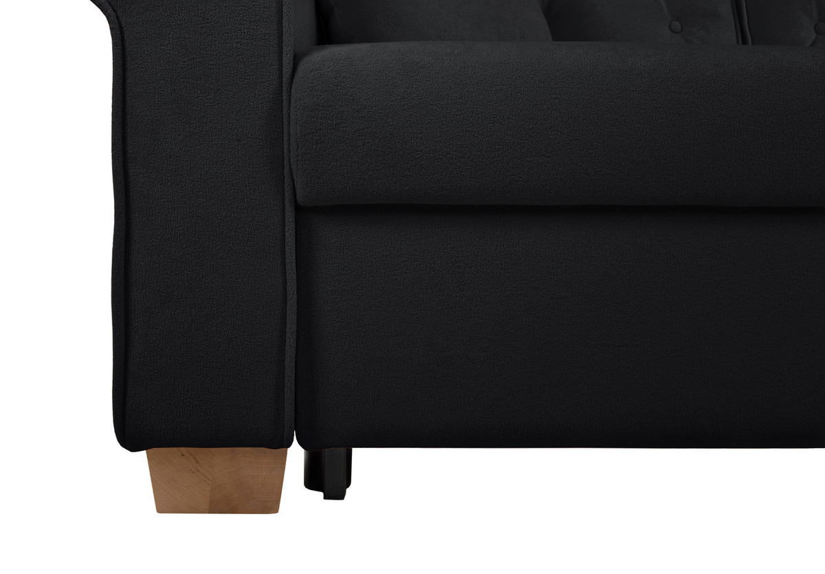 SCHLAFSOFA  mit Bettkasten erhältlich, Liegefunktion, Rücken echt, Armteil links, Armteil rechts Bouclé Anthrazit  - Anthrazit/Buchefarben, Design, Holz/Textil (240/94/98cm) - MID.YOU
