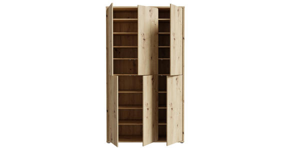SCHUHSCHRANK 110/192/35 cm - Eiche Artisan/Grau, Basics, Holzwerkstoff/Kunststoff (110/192/35cm) - Xora