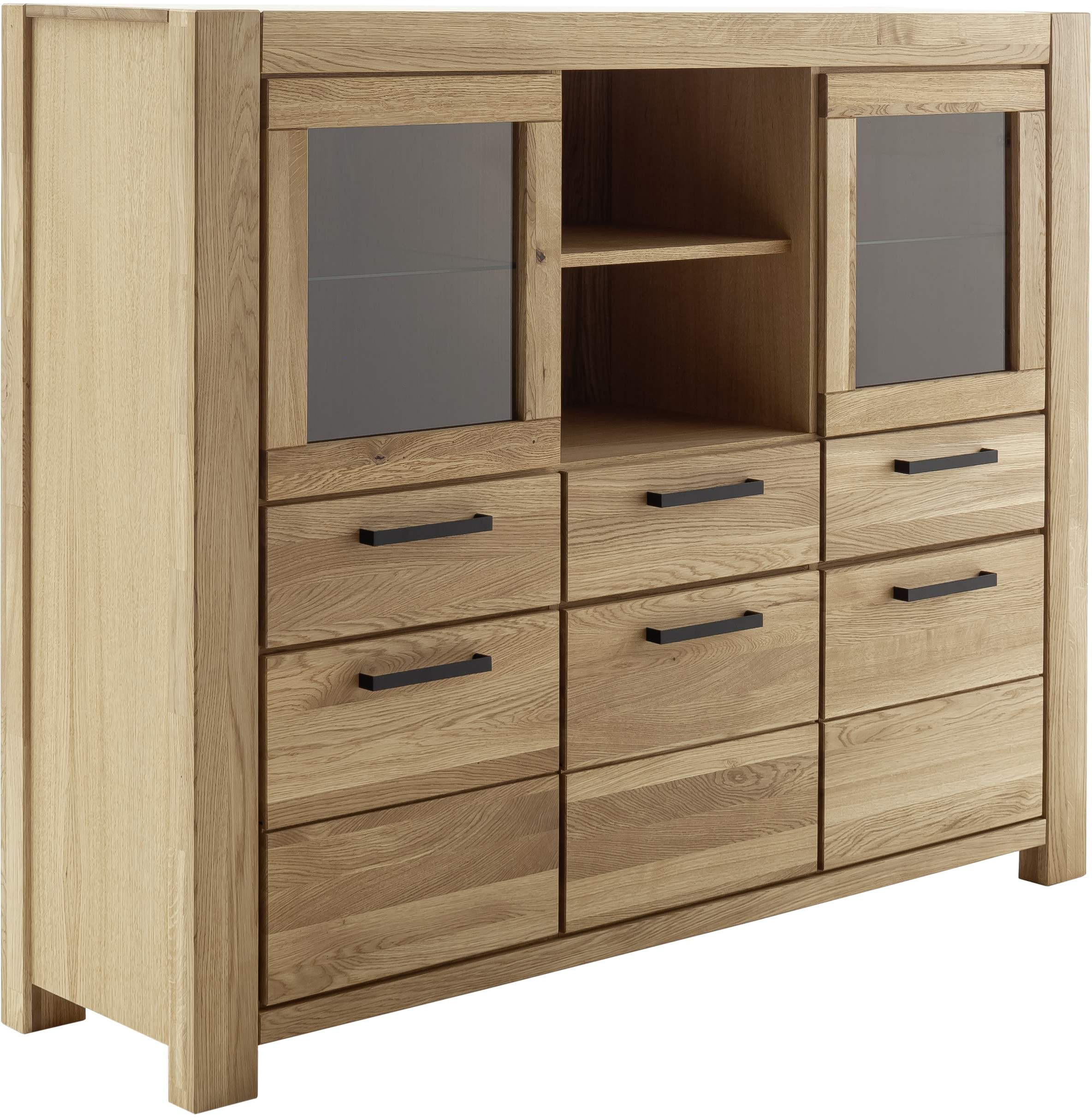 HIGHBOARD  in 172/140/45 cm  - Wildeiche/Schwarz, Natur, Glas/Holz (172/140/45cm) - Carryhome