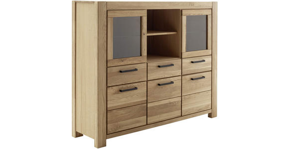 HIGHBOARD 172/140/45 cm  - Wildeiche/Schwarz, Natur, Glas/Holz (172/140/45cm) - Carryhome