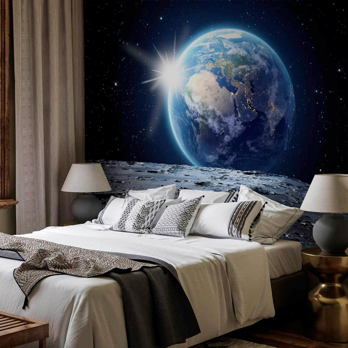 FOTOTAPET 400/280 cm  - blå/svart, Lifestyle, textil (400/280cm) - artgeist