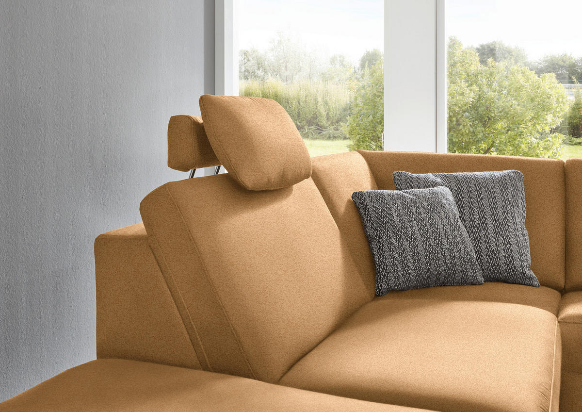 ECKSOFA in Mikrofaser Honig  - Alufarben/Honig, Design, Textil/Metall (242/275cm) - Dieter Knoll