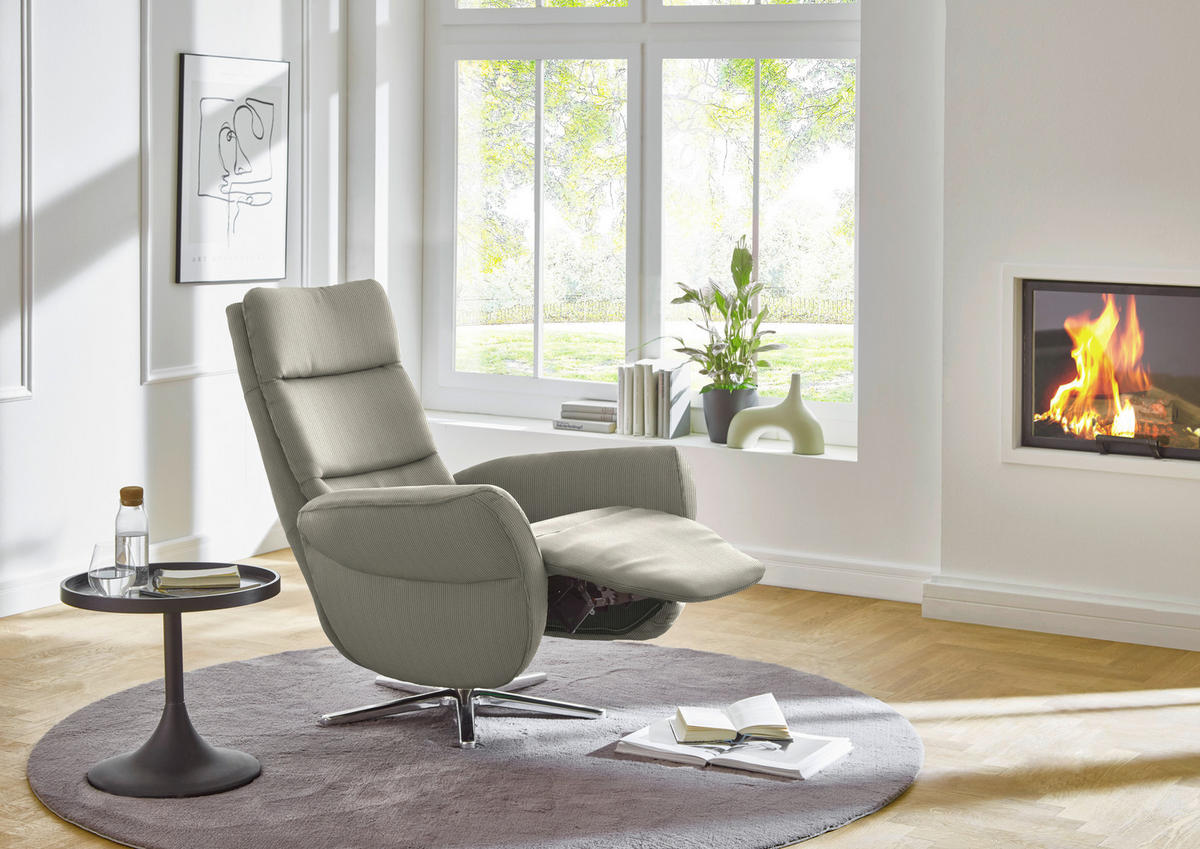 RELAXSESSEL Textil Graubraun  - Chromfarben/Graubraun, Design, Textil/Metall (78/113/83cm) - Beldomo Speed