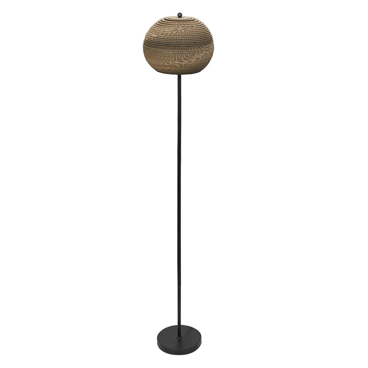 STEHLEUCHTE 30.5/160 cm    - Schwarz/Braun, Natur, Karton/Metall (30.5/160cm) - Osram